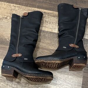 Rieker Black and Brown Heeled Boots